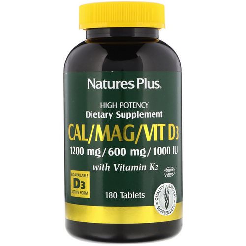 Nature's Plus, Cal/Mag/Vit D3, with Vitamin K2, 180 Tablets فوائد