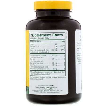 Nature's Plus, Chewable Acerola-C, Vitamin C with Bioflavonoids, 500 mg, 90 Tablets:الأنفل,نزا ,السعال