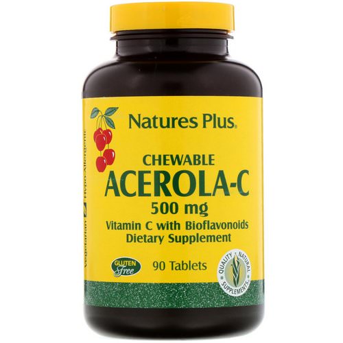 Nature's Plus, Chewable Acerola-C, Vitamin C with Bioflavonoids, 500 mg, 90 Tablets فوائد