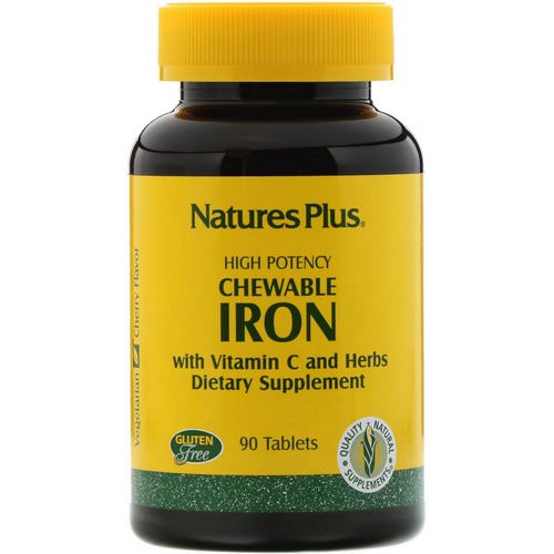 Nature's Plus, Chewable Iron, Cherry Flavor, 90 Tablets فوائد