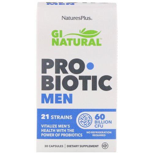 Nature's Plus, GI Natural Probiotic Men, 60 Billion CFU, 30 Capsules فوائد