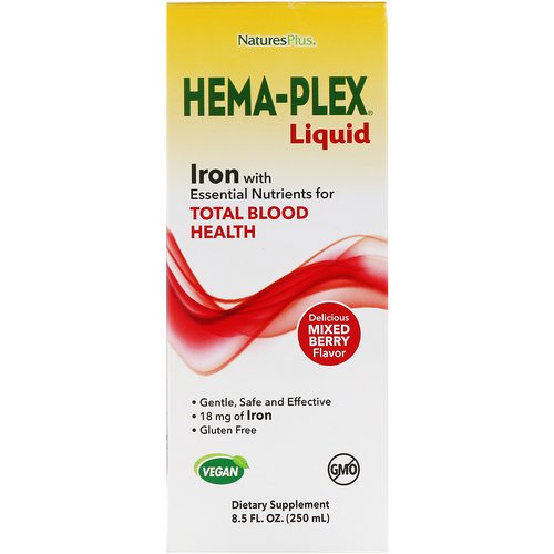 Nature's Plus, Hema-Plex Liquid, Mixed Berry, 8.5 fl oz (250 ml) فوائد