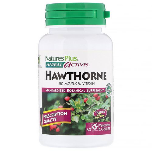 Nature's Plus, Herbal Actives, Hawthorne, 150 mg, 60 Vegetarian Capsules فوائد