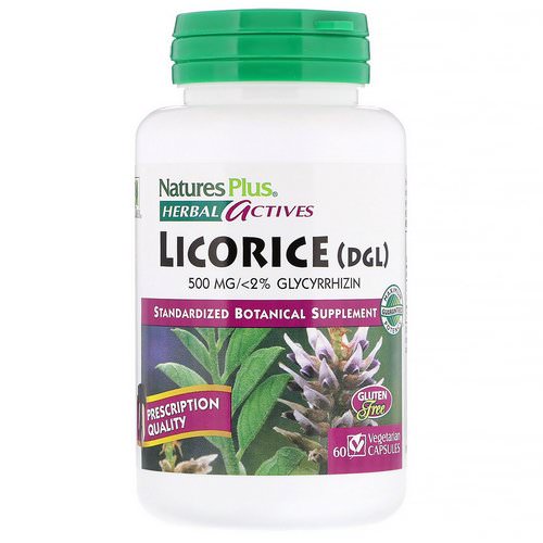Nature's Plus, Herbal Actives, Licorice (DGL), 500 mg, 60 Vegetarian Capsules فوائد