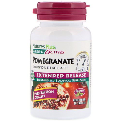 Nature's Plus, Herbal Actives, Pomegranate, Extended Release, 400 mg, 30 Vegetarian Tablets فوائد