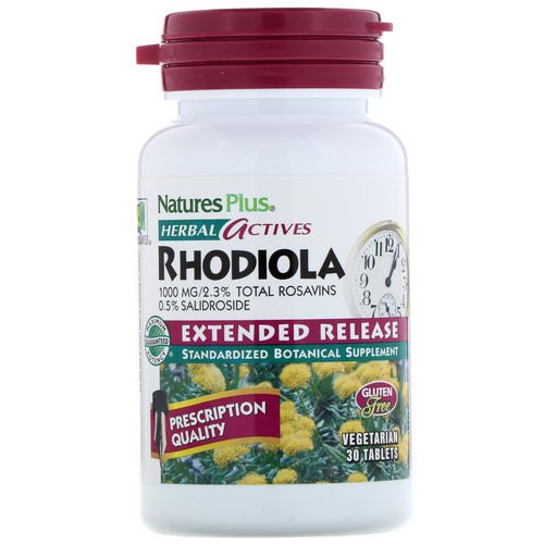 Nature's Plus, Herbal Actives, Rhodiola, Extended Release, 1,000 mg, 30 Vegetarian Tablets فوائد