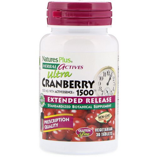 Nature's Plus, Herbal Actives, Ultra Cranberry 1500, 1,500 mcg, 30 Vegetarian Tablets فوائد