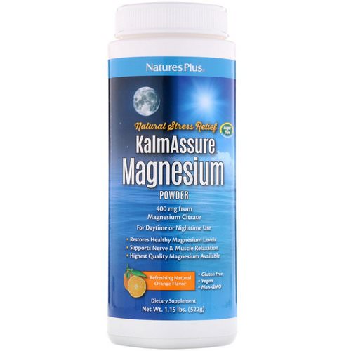 Nature's Plus, Kalmassure, Magnesium Powder, Orange Flavor, 400 mg, 1.15 lbs (522 g) فوائد