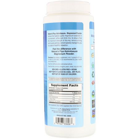Nature's Plus, KalmAssure Magnesium Powder, Unflavored, 400 mg, 0.80 lb (360 g):المغنيسي,م ,المعادن
