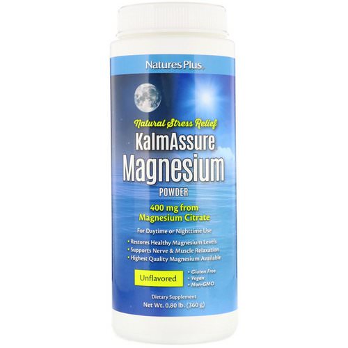 Nature's Plus, KalmAssure Magnesium Powder, Unflavored, 400 mg, 0.80 lb (360 g) فوائد