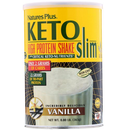 Nature's Plus, Keto Slim, High Protein Shake, Vanilla, 0.80 lb (363 g) فوائد