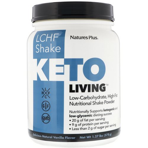 Nature's Plus, KetoLiving, LCHF Shake, Delicious Natural Vanilla Flavor, 1.27 lb (578 g) فوائد