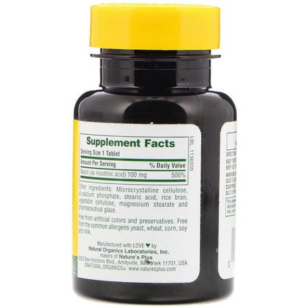 Nature's Plus, Niacin, 100 mg, 90 Tablets:B3 Niacin,فيتامين B