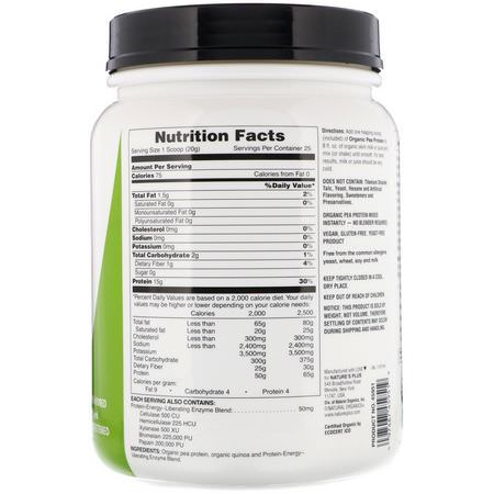 Nature's Plus, Organic Pea Protein Powder, 1.10 lbs (500 g):بر,تين البازلاء, البر,تين النباتي