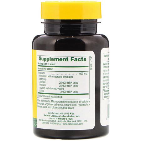 Nature's Plus, Pancreatin, 1000 mg, 60 Tablets:البنكرياس, الهضم