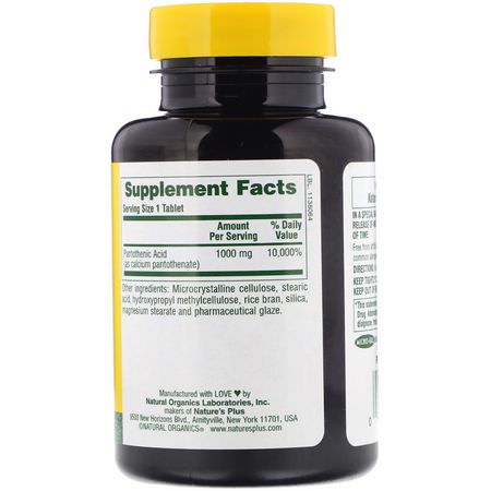 Nature's Plus, Pantothenic Acid, 1000 mg, 60 Tablets:فيتامين ب, الفيتامينات