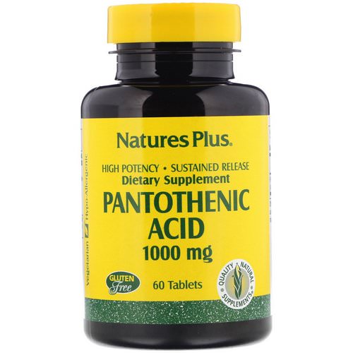 Nature's Plus, Pantothenic Acid, 1000 mg, 60 Tablets فوائد