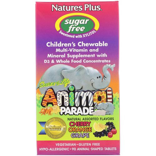 Nature's Plus, Source of Life, Animal Parade, Children's Chewable, Natural Assorted Flavors, 90 Animals فوائد