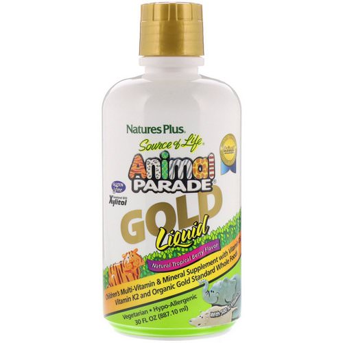 Nature's Plus, Source of Life, Animal Parade, Gold Liquid, Natural Tropical Berry Flavor, 30 fl oz (887.10 ml) فوائد
