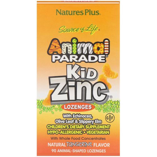 Nature's Plus, Source of Life, Animal Parade, Kid Zinc Lozenges, Natural Tangerine Flavor, 90 Animal-Shaped Lozenges فوائد
