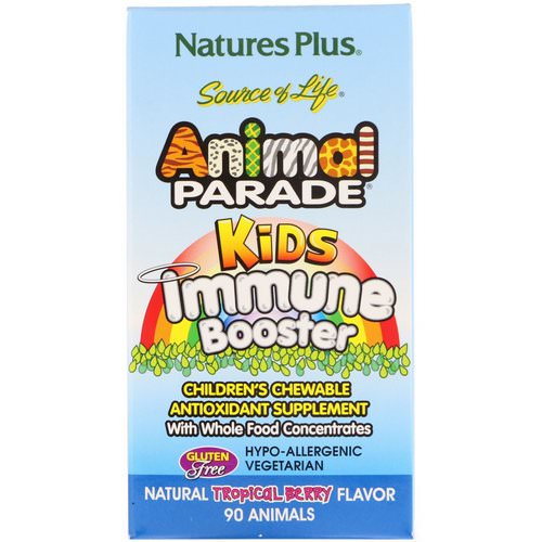 Nature's Plus, Source of Life, Animal Parade, Kids Immune Booster, Natural Tropical Berry Flavor, 90 Animals فوائد