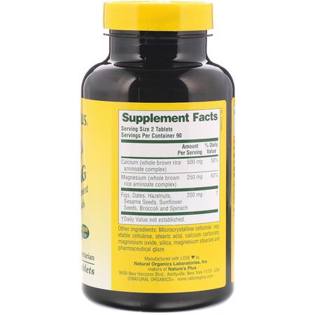 Nature's Plus, Source of Life, Cal/Mag, Mineral Supplement w/ Whole Foods, 180 Tablets:المغنيسي,م, الكالسي,م