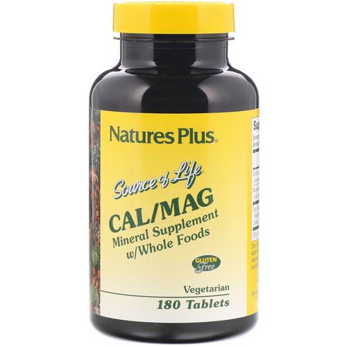 Nature's Plus, Source of Life, Cal/Mag, Mineral Supplement w/ Whole Foods, 180 Tablets فوائد