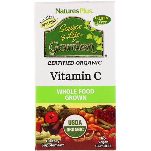 Nature's Plus, Source of Life Garden, Certified Organic Vitamin C, 60 Vegan Capsules فوائد