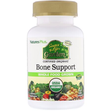 Nature's Plus, Source of Life Garden, Organic Bone Support, 120 Vegan Capsules:العظام, الجل,ك,زامين ش,ندر,يتين