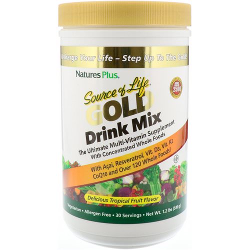 Nature's Plus, Source of Life Gold Drink Mix, Delicious Tropical Fruit Flavor, 1.2 lbs (540 g) فوائد
