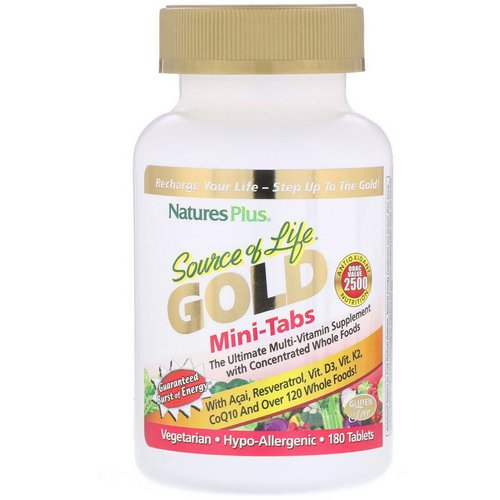 Nature's Plus, Source of Life, Gold, Mini-Tabs, The Ultimate Multi-Vitamin Supplement with Concentrated Whole Foods, 180 Tablets فوائد