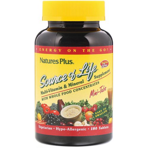 Nature's Plus, Source of Life, Multi-Vitamin & Mineral Supplement with Whole Food Concentrates, 180 Mini Tablets فوائد