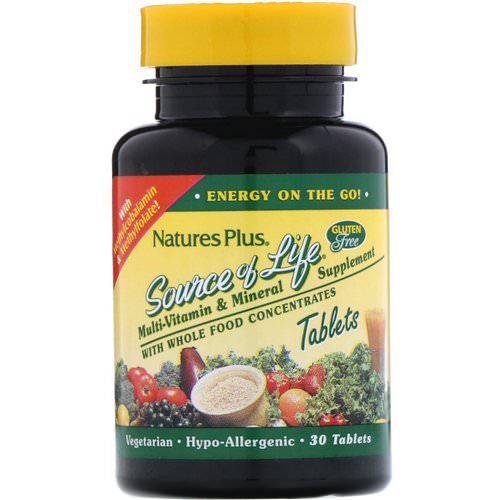 Nature's Plus, Source of Life, Multi-Vitamin & Mineral Supplement with Whole Food Concentrates, 30 Tablets فوائد