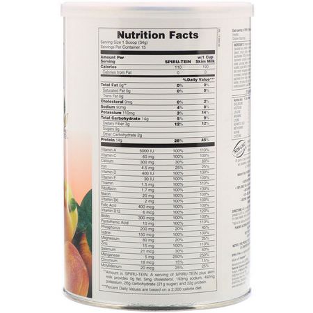 Nature's Plus, Spiru-Tein, High Protein Energy Meal, Peaches & Cream, 1.1 lbs (510 g):بدائل ال,جبات ,ال,زن