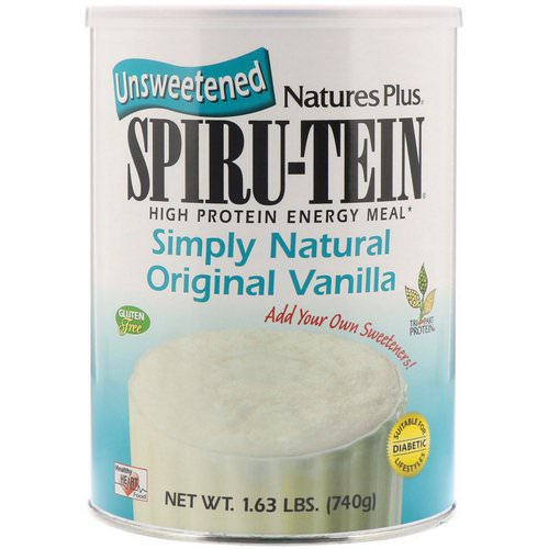 Nature's Plus, Spiru-Tein, High Protein Energy Meal, Simply Natural Original Vanilla, Unsweetened, 1.63 lbs (740 g) فوائد