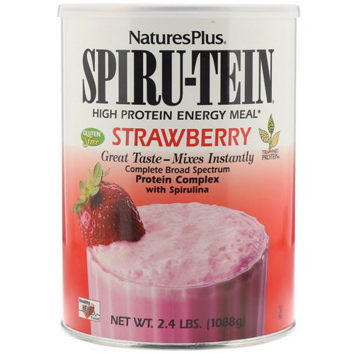Nature's Plus, Spiru-Tein, High Protein Energy Meal, Strawberry, 2.4 lbs (1088 g) فوائد