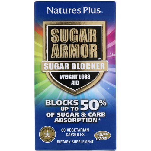 Nature's Plus, Sugar Armor, Sugar Blocker, Weight Loss Aid, 60 Vegetarian Capsules فوائد