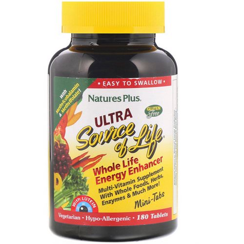 Nature's Plus, Ultra Source of Life, Whole Life Energy Enhancer, 180 Tablets فوائد