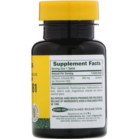Nature's Plus, Vitamin B-1, 300 mg, 90 Tablets:فيتامين ب, الفيتامينات