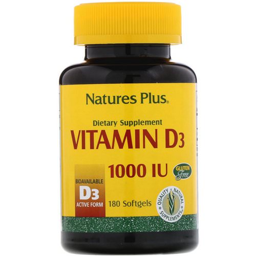 Nature's Plus, Vitamin D3, 1000 IU, 180 Softgels فوائد