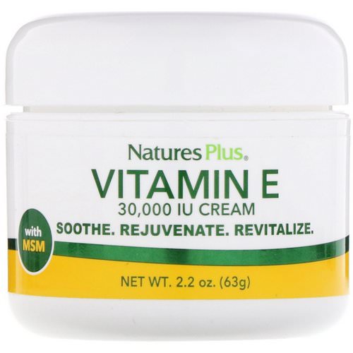 Nature's Plus, Vitamin E Cream, 30,000 IU, 2.2 oz (63 g) فوائد
