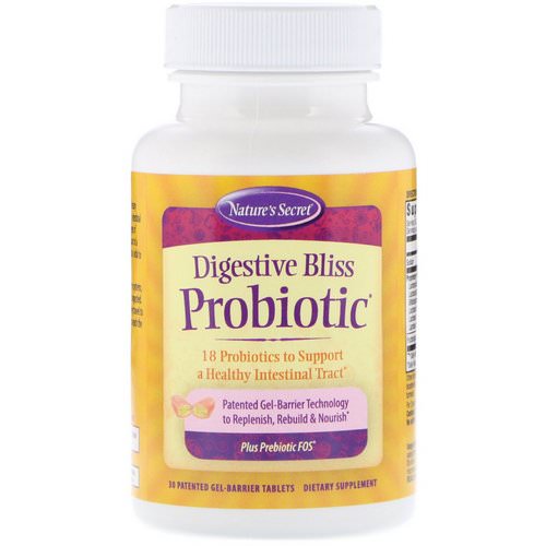 Nature's Secret, Digestive Bliss Probiotic, 30 Patented Gel-Barrier Tablets فوائد
