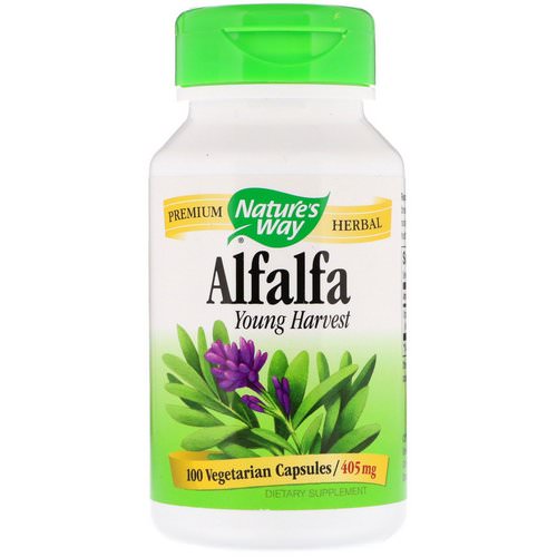Nature's Way, Alfalfa Young Harvest, 405 mg, 100 Vegetarian Capsules فوائد