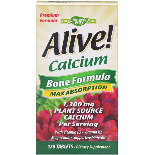 Nature's Way, Alive! Calcium, Bone Formula, 1,300 mg, 120 Tablets فوائد
