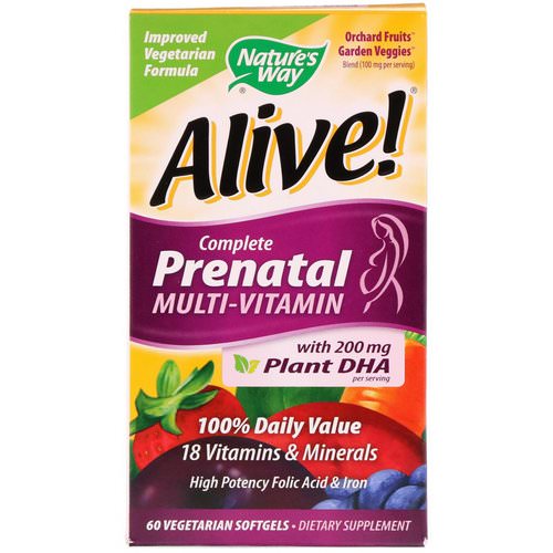 Nature's Way, Alive! Complete Prenatal Multi-Vitamin, 60 Vegetarian Softgels فوائد