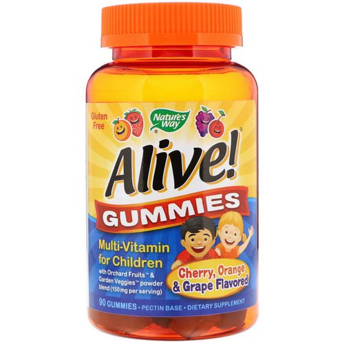 Nature's Way, Alive! Gummies, Multi-Vitamin for Children, Cherry, Orange & Grape, 90 Gummies فوائد