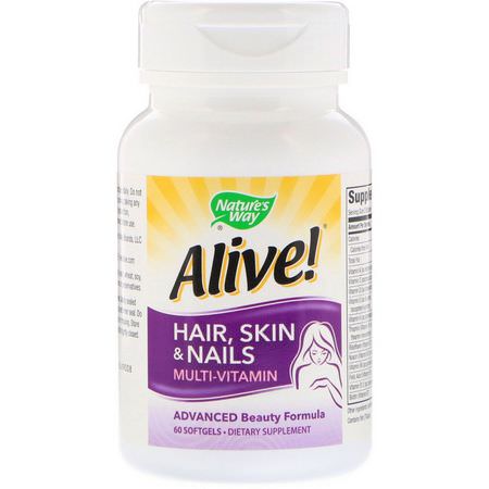 Nature's Way Hair Skin Nails Formulas Multivitamins - الفيتامينات المتعددة, الأظافر, البشرة, الشعر