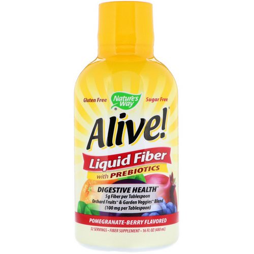 Nature's Way, Alive! Liquid Fiber with Prebiotics, Pomegranate-Berry Flavored, 16 fl oz (480 ml) فوائد