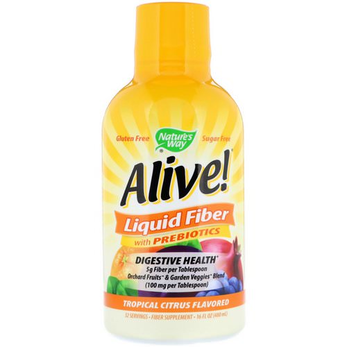 Nature's Way, Alive! Liquid Fiber with Prebiotics, Tropical Citrus Flavored, 16 fl oz (480 ml) فوائد