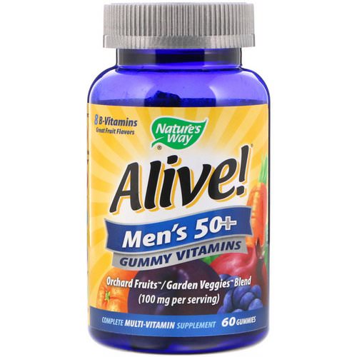 Nature's Way, Alive! Men's 50+ Gummy Vitamins, Fruit Flavors, 60 Gummies فوائد